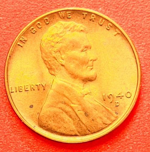1940-D Lincoln Wheat Cent Penny GEM RED BU From an Original Bank Roll