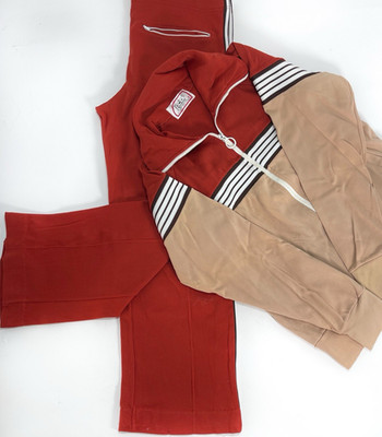 Vintage Jaclar Y2K Men's Track Suit Tan Rust Striped Made In Korea Med. Rare