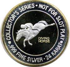 Collector's Series $40 Diving Horse Trump Castle Token 1.74 Tr oz .999 Silver