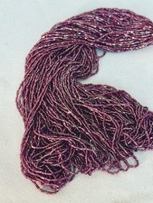 150G Hank Vintage Czech Glass Bugle Beads Silver Lined Purple NEW OLD STOCK