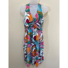 Laundry by Design Mini Dress Womens Sz 6 Multi-Color Halter Psychedelic Print