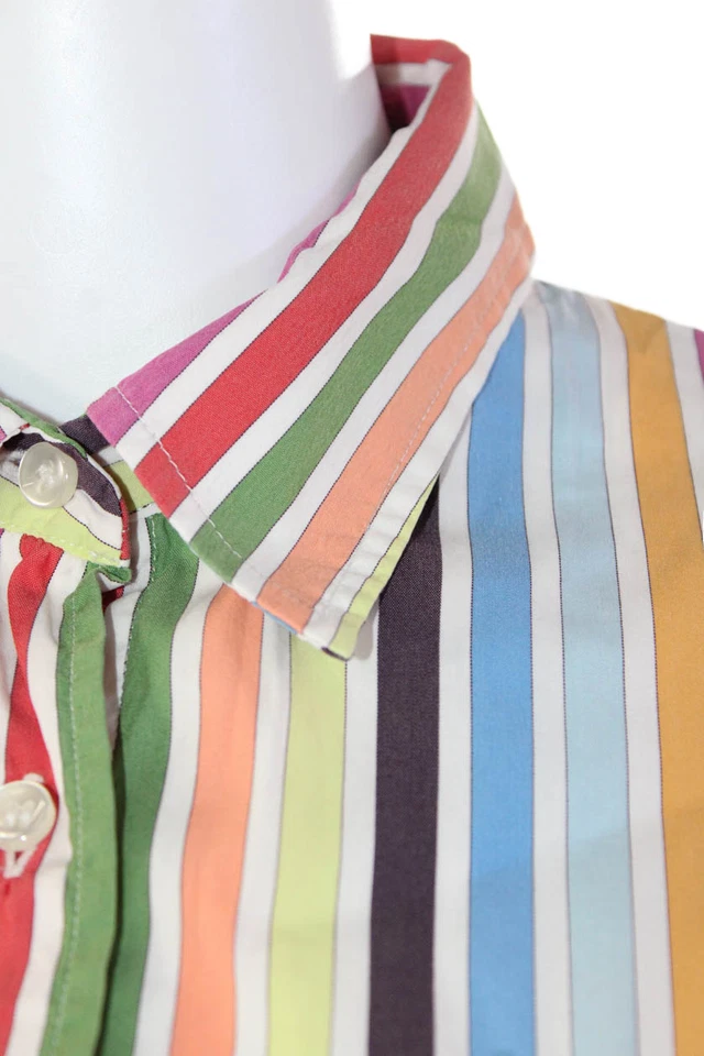 Blusa Top Multicolor Lacoste Mujer Mezcla Algodón Rayas Manga Larga Talla 38 Foto 2 de 4