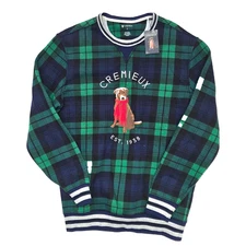 Cremieux Men’s Plaid Sweater Green Navy Dog Scarf Small $89 Cotton Blend NWT
