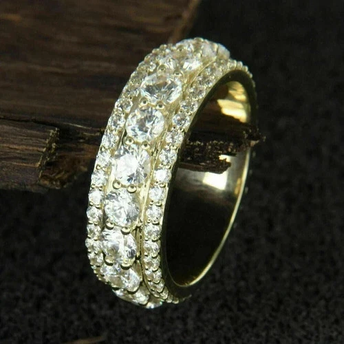 3Ct Round Cut Lab Created Diamond Men's Wedding Ring 14K Yellow Gold Finish