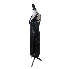 Lulus Shimmering Nights Black Sequin Sleevless Midi Dress- M