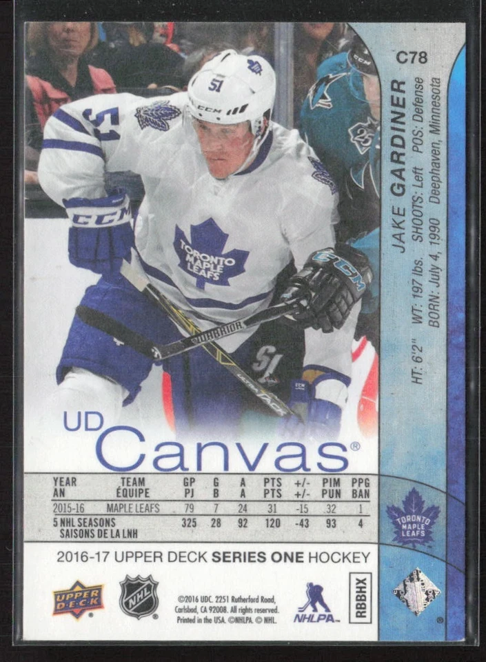 2016-17 Upper Deck - Ud Canvas Jake Gardiner #C78 - Image 2 of 2