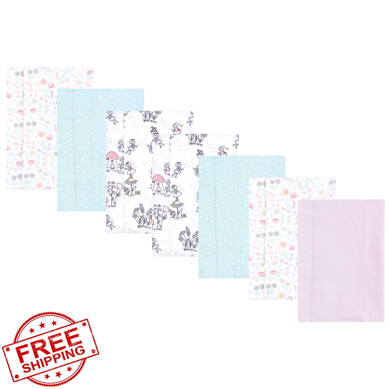 Luvable Friends Burp Cloths 7pk Garden Fairy Tale