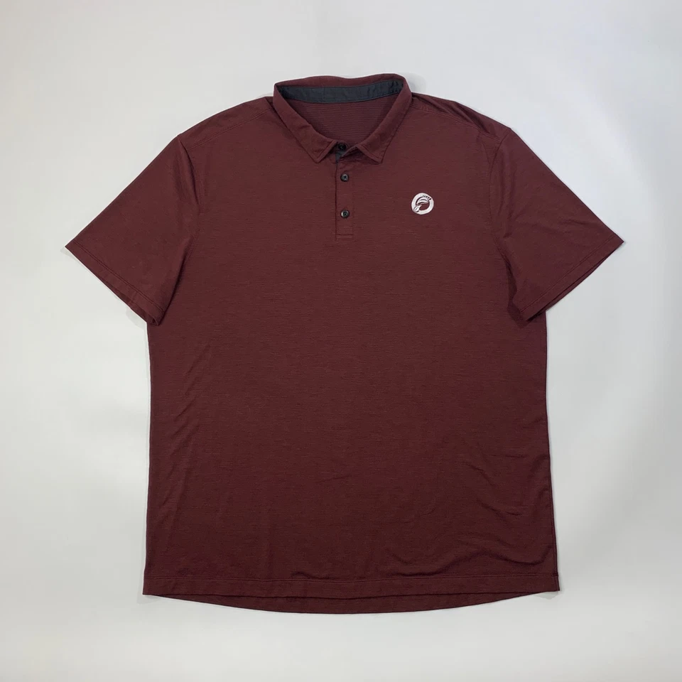 Lululemon Shirt Men XL Extra Large Burgundy Short Sleeve Golf Lightweight LOGO - Image 2 of 4