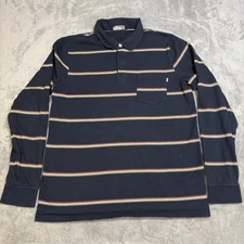 Wood Wood Button Shirt Mens Large Beck Long sleeve polo striped Rugby