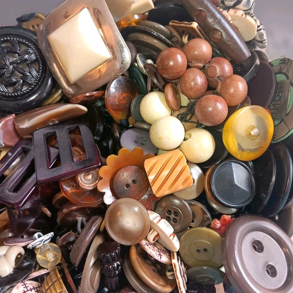 80-95 Botones Vintage Premium Mezcla Plástico Antiguo Material Natural Combinación Metal Foto 4 de 4