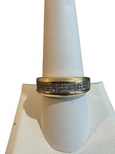 Estate 3 Row Diamond 10K Gold Band Ring 3.26 ...