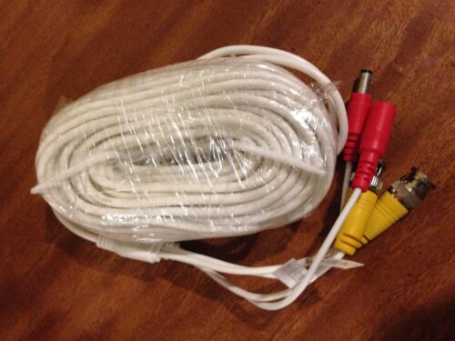 60ft White  BNC Video Power Siamese Cable for CCTV Surveillance Camera  - Picture 1 of 3