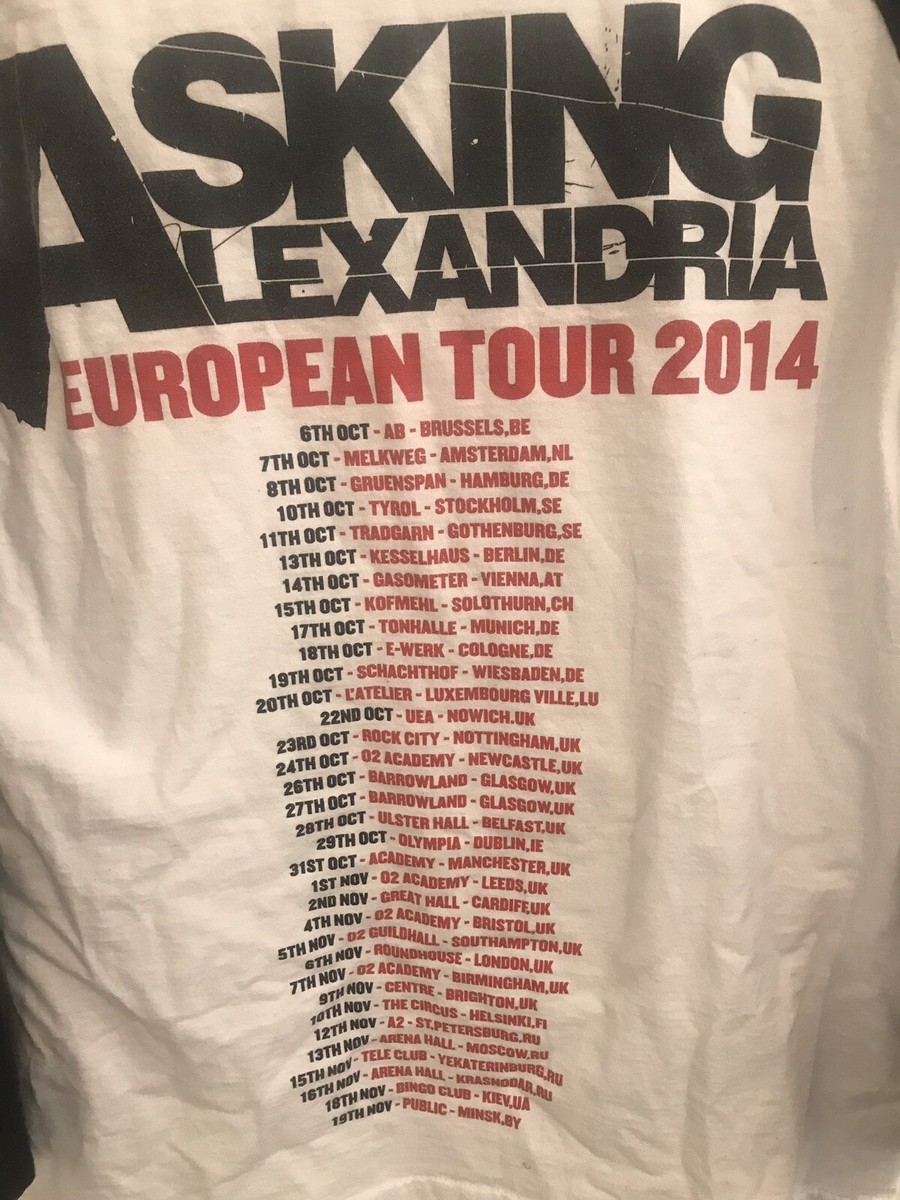 Chemise Asking Alexandria European Tour 2014 - Noir Et Blanc - Taille S - Occasion Très Bon état