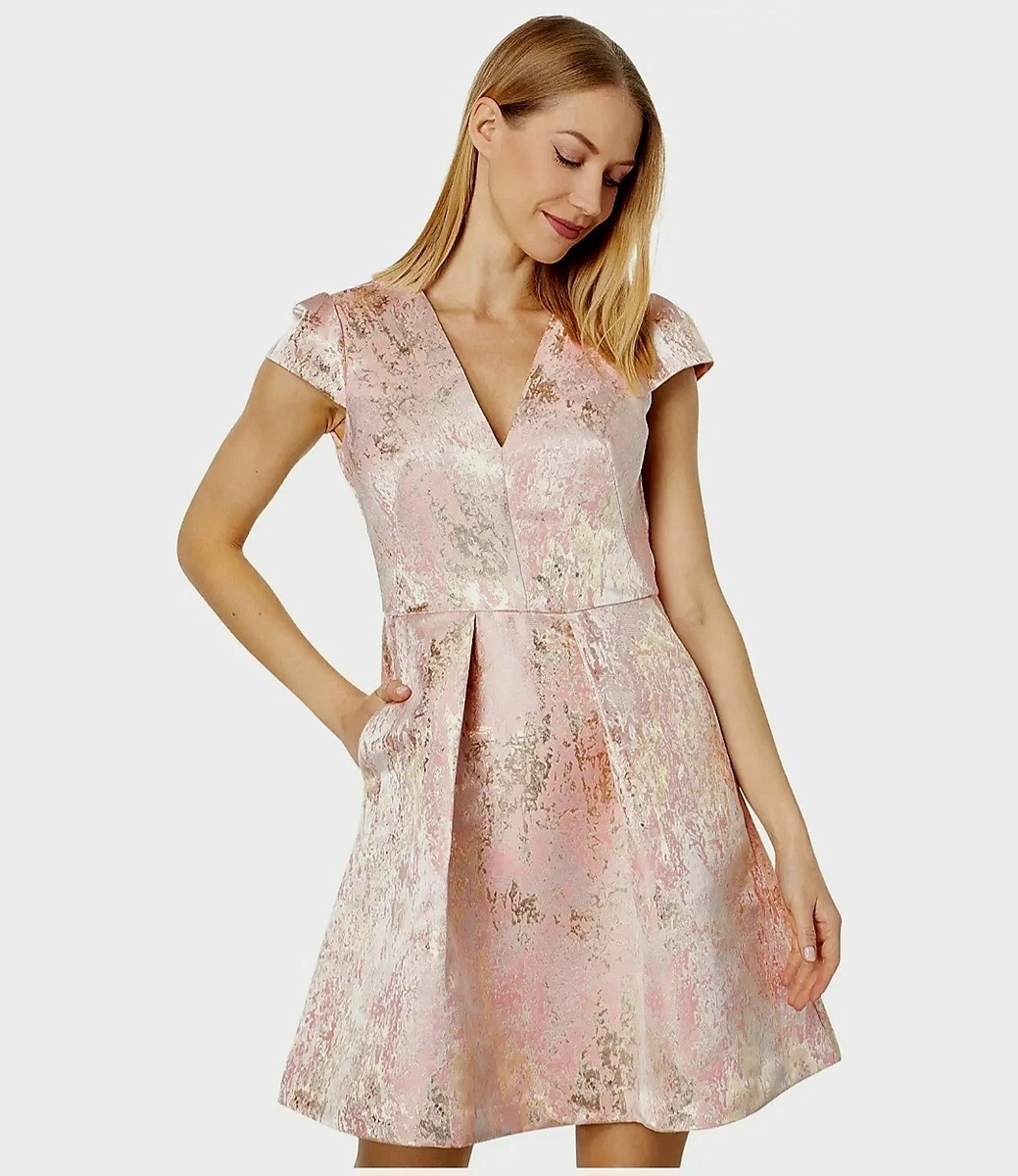 Vince camuto metallic top fit and flare dress