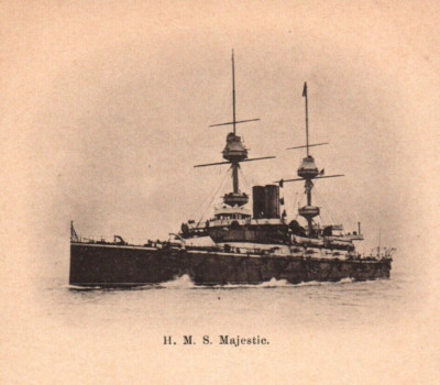 Postcard Royal Navy Battleship HMS Majestic - Great Britain / Ireland c1900s