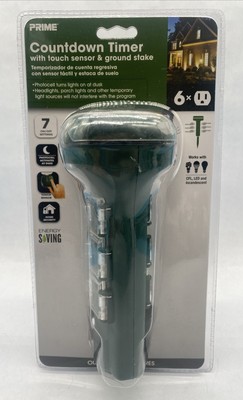 6 Outlet Outdoor Countdown Timer with Touch Sensor , Photocell & Ground Stake