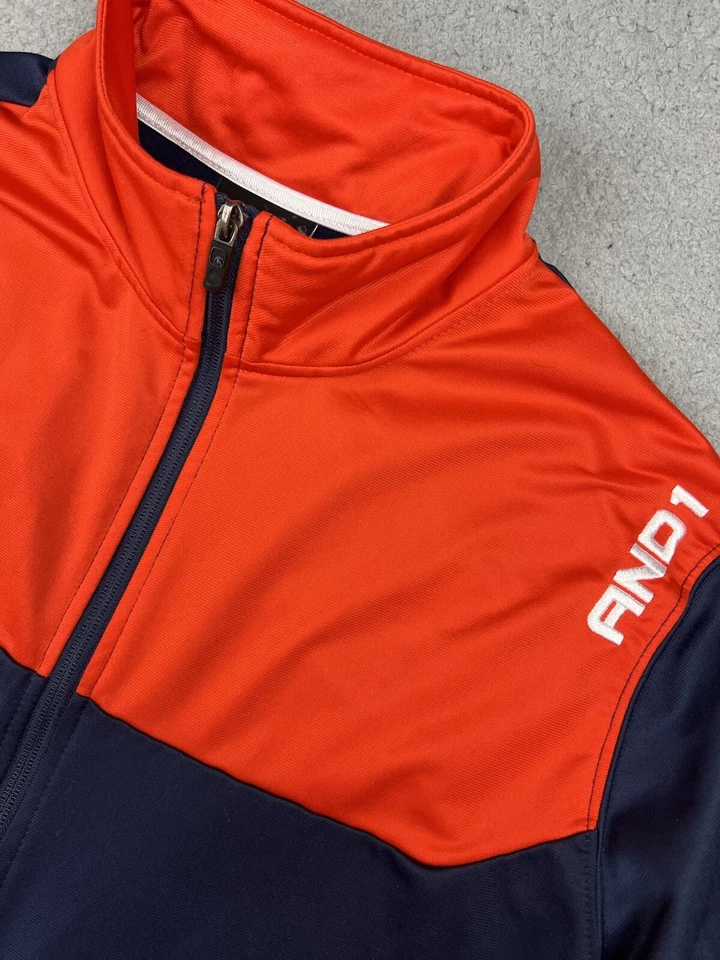 Chaqueta deportiva AND1 cremallera completa para hombre extra grande XL azul marino naranja atletismo Foto 3 de 4