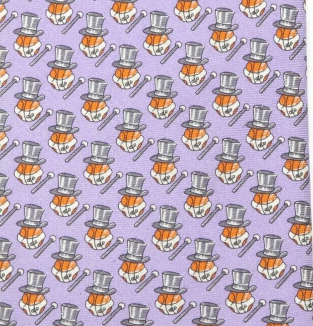 Gravata masculina de seda roxa base Dick Vitale basquete Diper Dandy V ESPN - Imagem 2 de 3