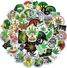 100X Motorbike motorcycle Car Bike Weed Cannabis Marijuana plant Stickers Decals