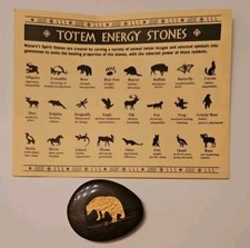 Natures Spirit Polished Black Tone Bear Totem Energy Stone Agate 1.5"  X 2" Oval
