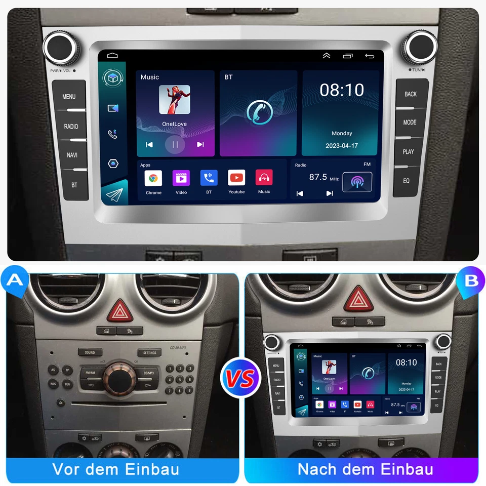 Android 12 Autoradio GPS Navi RDS +Kam Für Opel Astra H Corsa C D Zafira Carplay - Bild 4 von 4