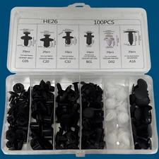 100X Car Clips Fixer Auto Plastic Fasteners Kit Push Type Rivet Assortment