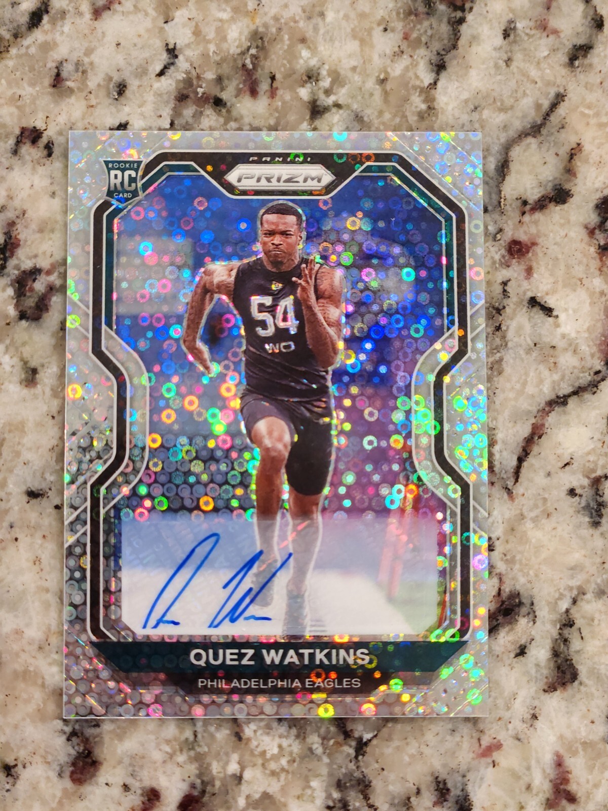 2020 Panini Prizm Rookie No Huddle Prizm Auto Quez Watkins #344 Rookie Auto RC
