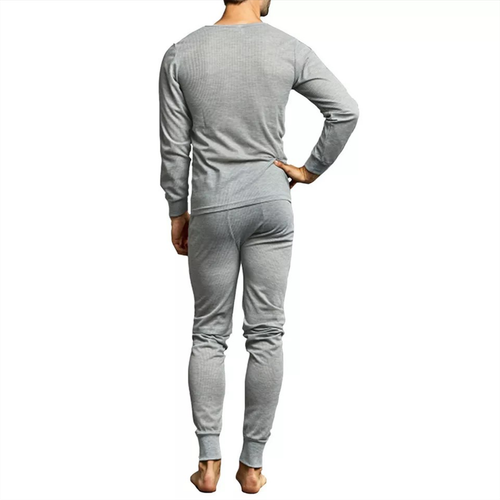 Mens Cotton Blend Waffle Knit Thermal Top & Bottom Underwear Set - Picture 14 of 20