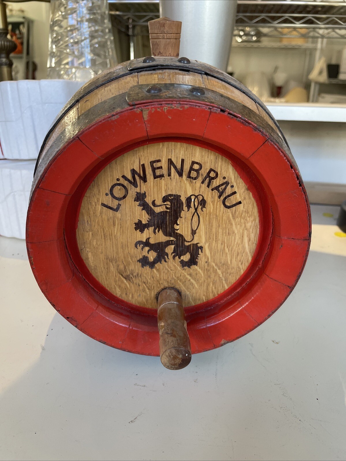 Vintage LOWENBRAU OAK BEER KEG For Parts