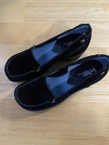 Indigo By Clarks Chunky Loader Pumps Black Suede Leather Y2K Style Shoes Sz 7M - Picture 17 of 24