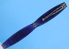Slimline Ballpoint Pen in 3D Printed Waves in Black, Blue and Purple