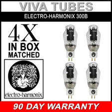 New Current Matched Quad (4) Electro-Harmonix 300B Gold Pins Ceramic Tubes