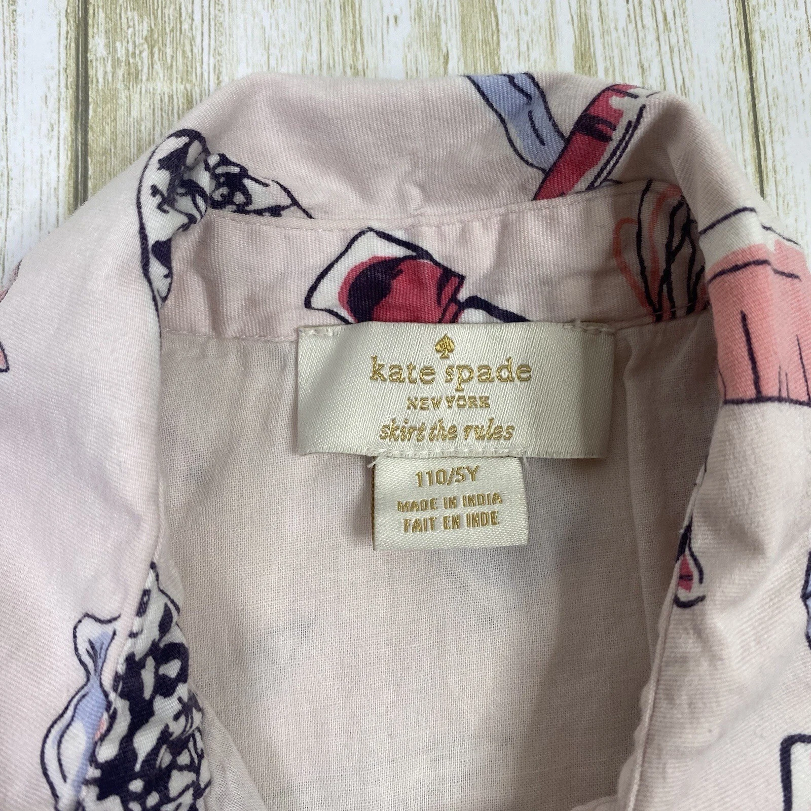 Abito a maniche corte rosa Kate Spade taglia 5 forniture scolastiche con colletto