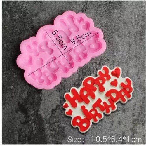 Silicone Happy Birthday Fondant Chocolate Sugarcraft Mould DIY Clay Resin - Picture 2 of 2