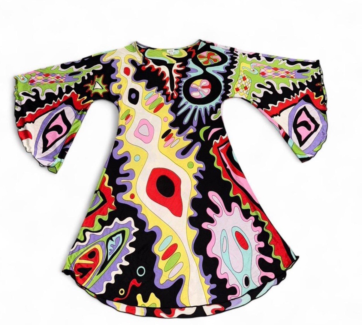 Cache mod print multicolor silk jersey dress with… - image 6