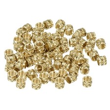 80Pcs Knurled Insert Nut M4 x 4mm L x 5mm OD Female Thread Brass Embedding Nut
