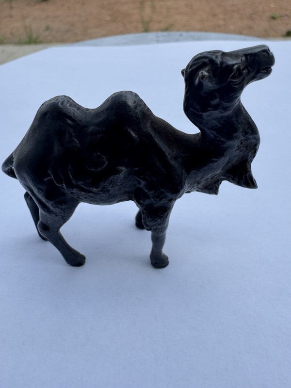 Japanese Okimono Bronze Antique Meiji Period Signed Camel Sculpture