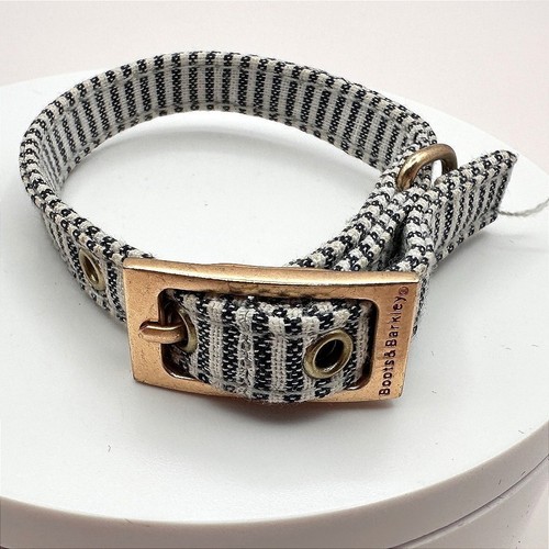 Vintage Y2K Gold Tone Boots & Barkley Black White Striped Dog Collar Buckle