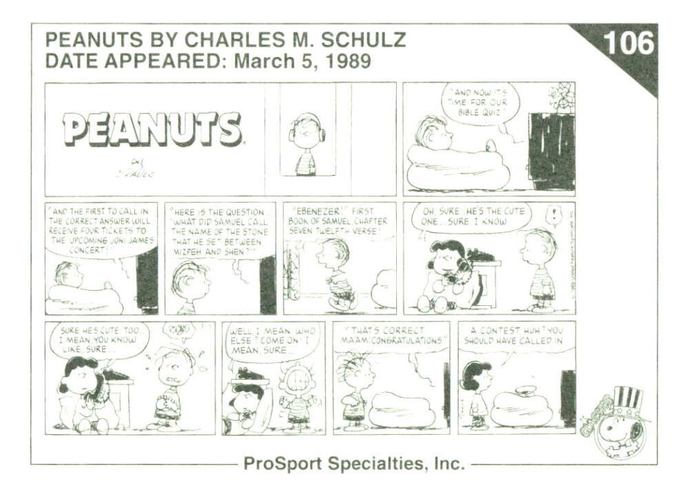 1992 Pro Sport Specialties Peanuts #106 no caption. dated Mar. 5