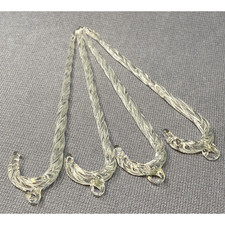 Vtg Hand Blown Clear Glass Spiral Candy Cane Christmas Ornaments 5.5  Set Of 4