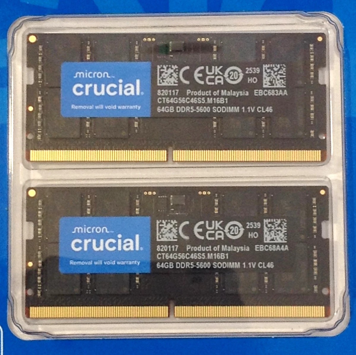 Crucial 128GB 2 x 64GB DDR5 RAM 5600MHz Laptop Memory 5600 SODIMM