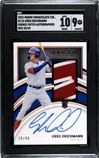 2022 Panini Immaculate Greg Deichmann RC SGC 9 w/10 Auto Jersey Patch Red /49