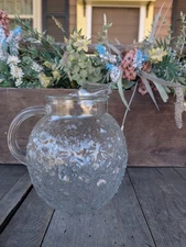 Vintage MCM Anchor Hocking Lido Milano Clear Glass Ball Pitcher