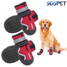 4x Paw Protector Dog Shoes Boots Reflective Strip Anti-slip Small Medium Large