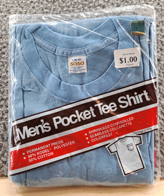 #ad #ad VINTAGE Kmart Pocket T Shirt Mens Large 44 44 Blue Tee 50 50 80s USA NEW SEALED $21.99