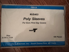 100 EUROPEAN FDC POLY SLEEVES HECO #US403 HEAVY DUTY 3 MIL THICK 5-1/4"x 7-3/4"