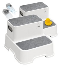 Harwaya Toddler Step Stool for Bathroom Sink 2 Pack, Kids Large, Grey White