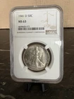 1941-D Walking Liberty Half Dollar 50C NGC MS 63
