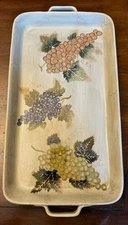 Tabletops Unlimited Cabernet Large 20” Serving Platter Hand Painted Grapes