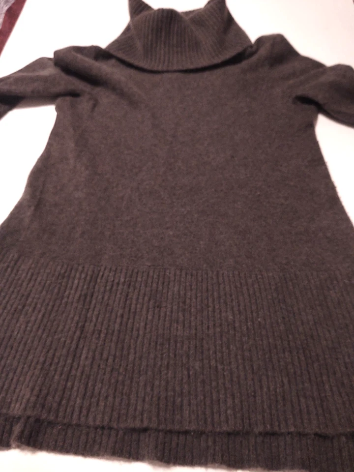 Suéter Largo Marrón KENAR Para Mujer Cuello Alto 100% 2 Capas CACHEMIRA (M) Foto 3 de 4